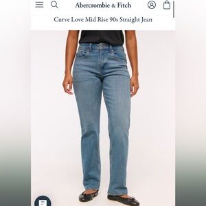 Abercrombie & Fitch Mid-Rise Straight Leg Jeans in Light Blue